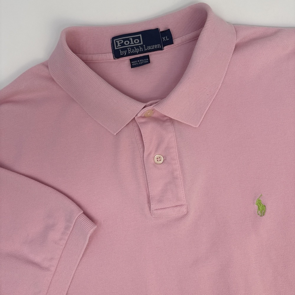 Polo Ralph Lauren Light Pink Polo Shirt Men's XL Green Pony